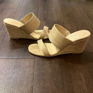 Neutral wedge sandals